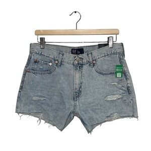 GAP Jean Shorts Women's Size 4‎ US Light Denim Mid Rise Destructed Stride NWT